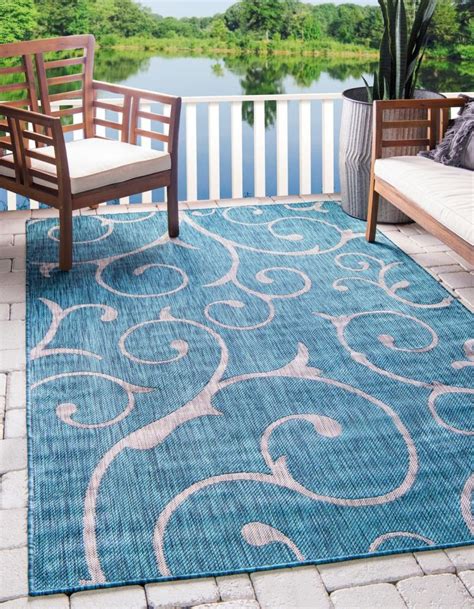 outdoor patio rug blue